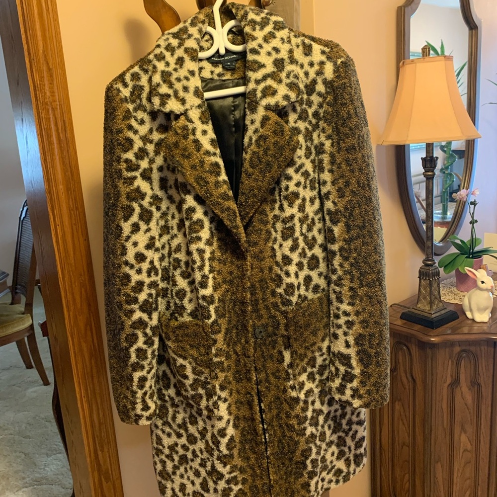 French Connection Brown and White Teddy Jacket